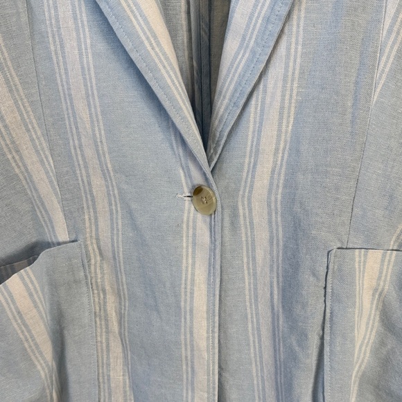 NWT Caslon Light Blue Striped linen Blazer - Picture 3 of 10